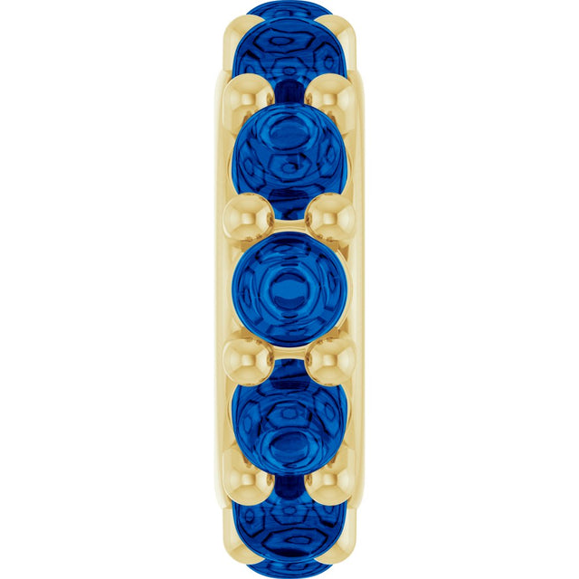 14K Yellow Gold Lab-Grown Blue Sapphire Cabochon Spacer Charm/Pendant