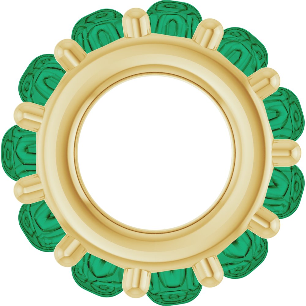 14K Yellow Gold Lab-Grown Emerald Cabochon Spacer Charm/Pendant