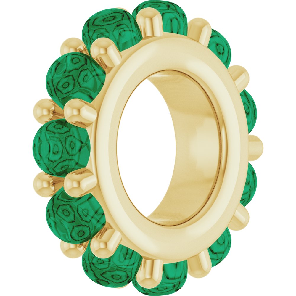 14K Yellow Gold Lab-Grown Emerald Cabochon Spacer Charm/Pendant