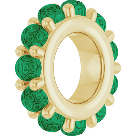 14K Yellow Gold Lab-Grown Emerald Cabochon Spacer Charm/Pendant