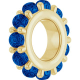 14K Yellow Gold Lab-Grown Blue Sapphire Cabochon Spacer Charm/Pendant