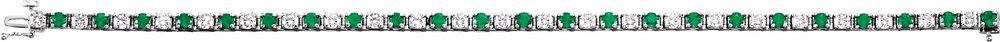 14K White Gold Lab-Grown Emerald & 2 3/8 CTW Lab-Grown Diamond Line 7" Bracelet