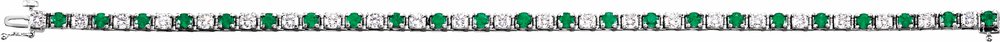 14K White Lab-Grown Emerald & 2 1/3 CTW Natural Diamond Line 7" Bracelet