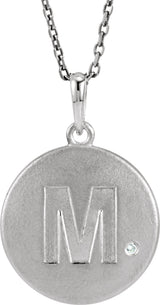 Sterling Silver .005 CTW Diamond Initial M 18" Necklace