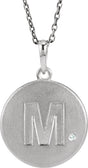Sterling Silver .005 CTW Diamond Initial M 18" Necklace