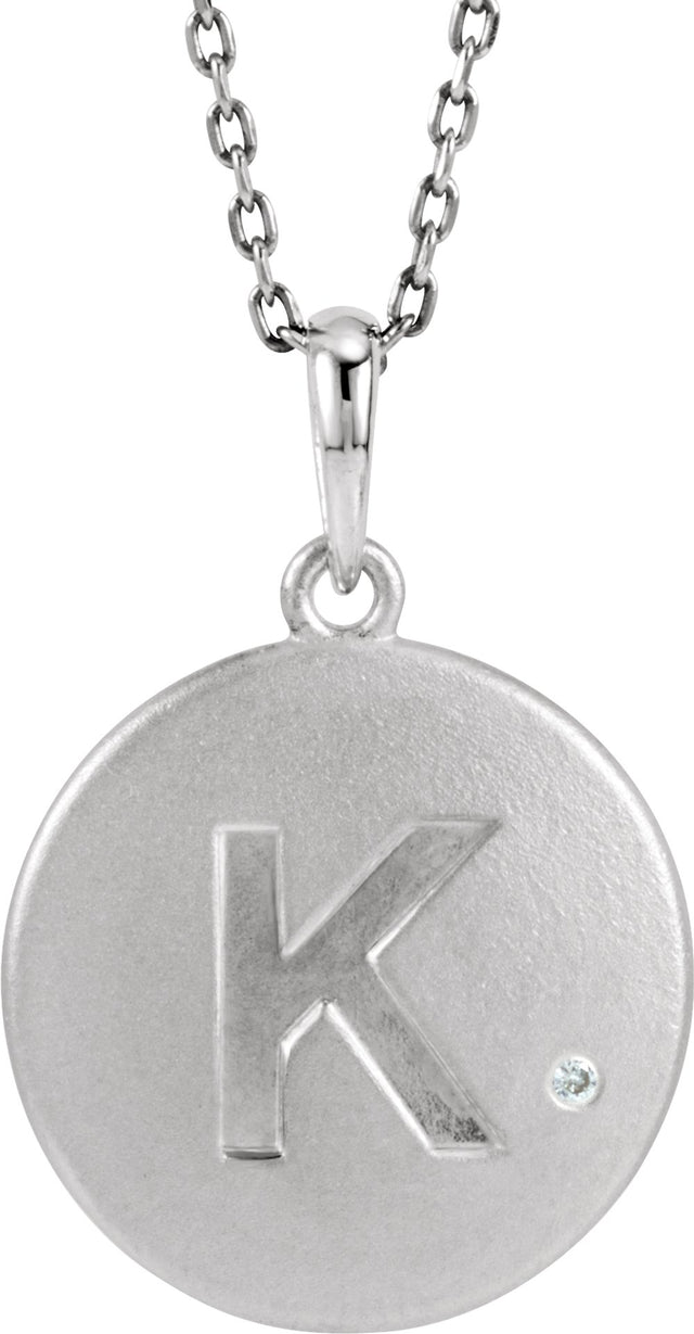 Sterling Silver .005 CTW Natural Diamond Initial K 18" Necklace