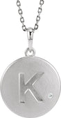 Sterling Silver .005 CTW Natural Diamond Initial K 18" Necklace