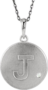 Sterling Silver .005 CTW Natural Diamond Initial J 18" Necklace