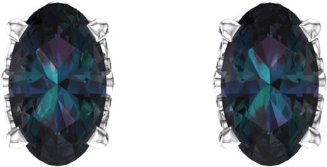 14K White Lab-Grown Alexandrite Earrings