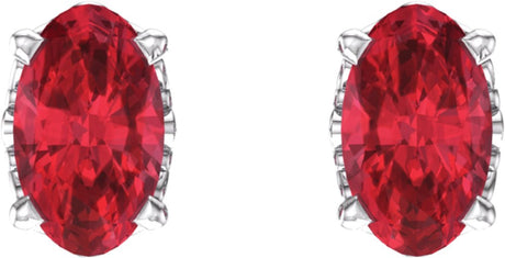 14K White Lab-Grown Ruby Earrings