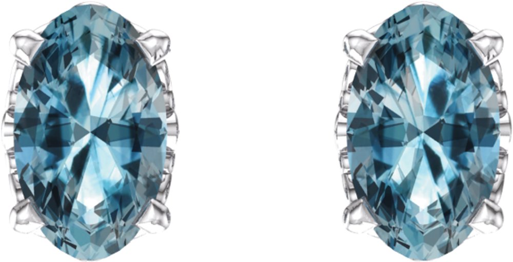 14K White Gold Natural Sky Blue Topaz Earrings