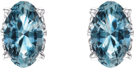 14K White Natural Sky Blue Topaz Earrings