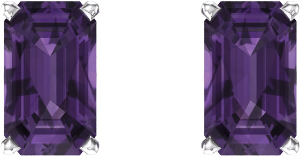 14K White Gold Natural Amethyst Earrings