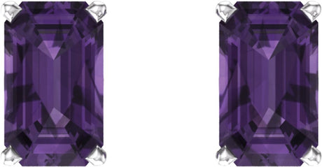 14K White Gold Natural Amethyst Earrings