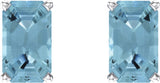 14K White Natural Aquamarine Earrings