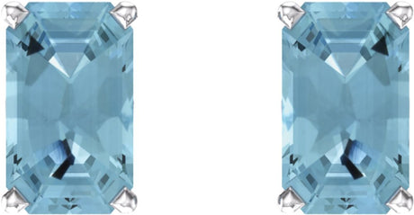 14K White Natural Aquamarine Earrings