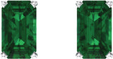 14K White Lab-Grown Emerald Earrings