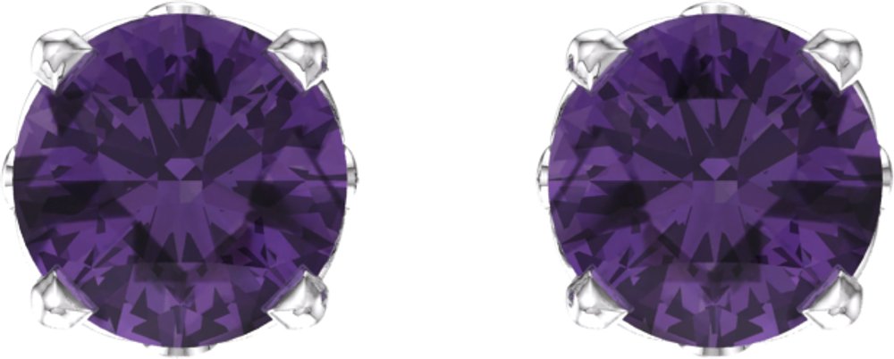 14K White Natural Amethyst 4-Prong Scroll Setting® Stud Earrings