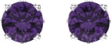 14K White Natural Amethyst 4-Prong Scroll Setting® Stud Earrings