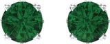 14K White Lab-Grown Emerald 4-Prong Scroll Setting® Stud Earrings