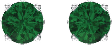 14K White Lab-Grown Emerald 4-Prong Scroll Setting® Stud Earrings