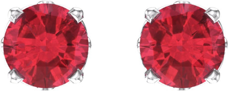 14K White Lab-Grown Ruby 4-Prong Scroll Setting® Stud Earrings
