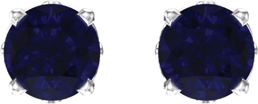 14K White Lab-Grown Sapphire 4-Prong Scroll Setting® Stud Earrings