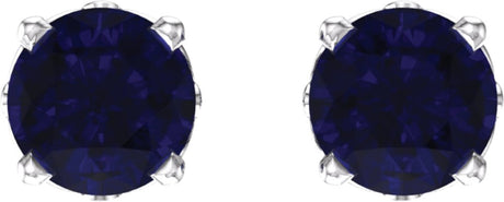 14K White Lab-Grown Sapphire 4-Prong Scroll Setting® Stud Earrings