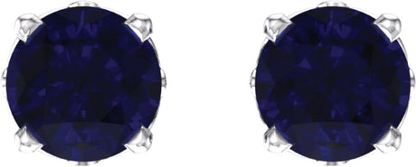 14K White Gold Lab-Grown Sapphire 4-Prong Scroll Setting® Stud Earrings