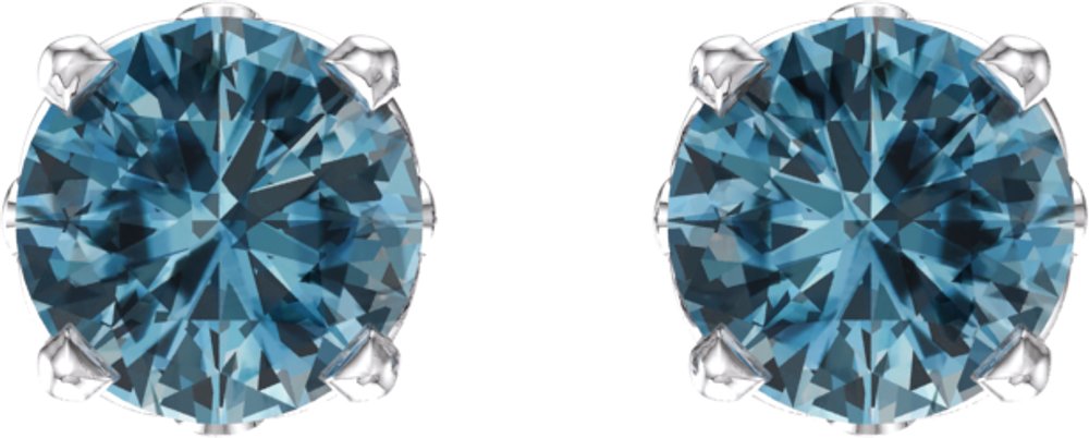 14K White Natural Swiss Blue Topaz 4-Prong Scroll Setting® Stud Earrings