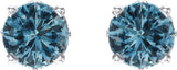 14K White Natural Swiss Blue Topaz 4-Prong Scroll Setting® Stud Earrings