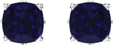 14K White 6x6 mm Cushion Lab-Grown Blue Sapphire Earrings