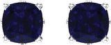 14K White Gold 6x6 mm Cushion Lab-Grown Blue Sapphire Earrings