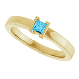 14K Yellow Gold Natural Aquamarine Family Stackable Ring