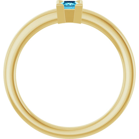 14K Yellow Gold Natural Aquamarine Family Stackable Ring