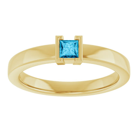 14K Yellow Gold Natural Aquamarine Family Stackable Ring