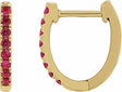 14K Yellow Gold Lab-Grown Ruby 12.95 mm Hoop Earrings