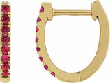 14K Yellow Gold Lab-Grown Ruby 12.95 mm Hoop Earrings