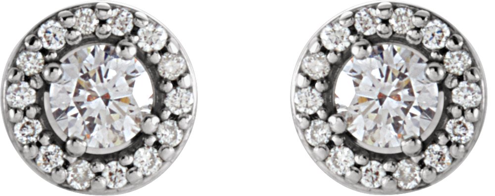 14K White 1/4 CTW Natural Diamond Halo-Style Earrings