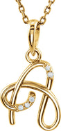 14K Yellow Gold .025 CTW Natural Diamond Initial A 18" Necklace