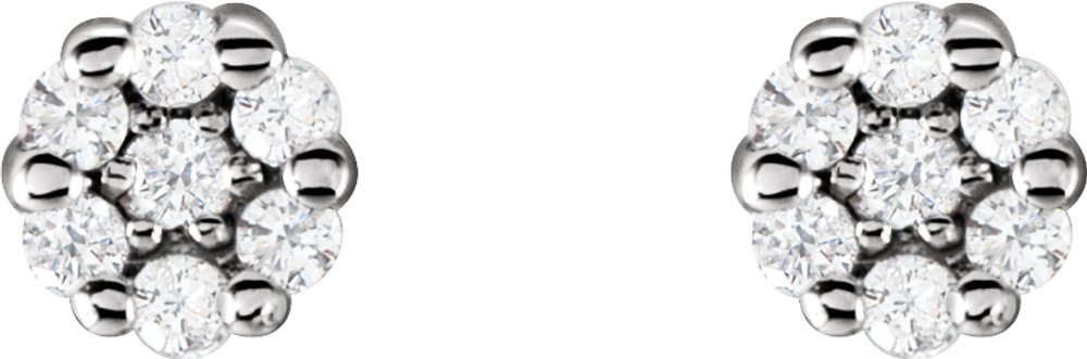 14K White 1/10 CTW Natural Diamond Cluster Earrings