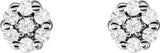 14K White 1/10 CTW Natural Diamond Cluster Earrings