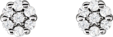 14K White 1/10 CTW Natural Diamond Cluster Earrings
