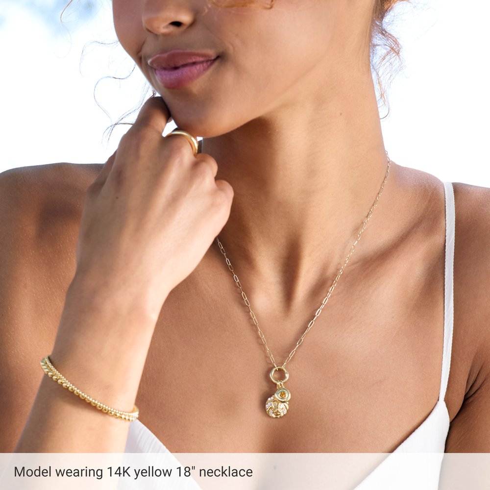 14K White Gold Circle Charm 18" Necklace