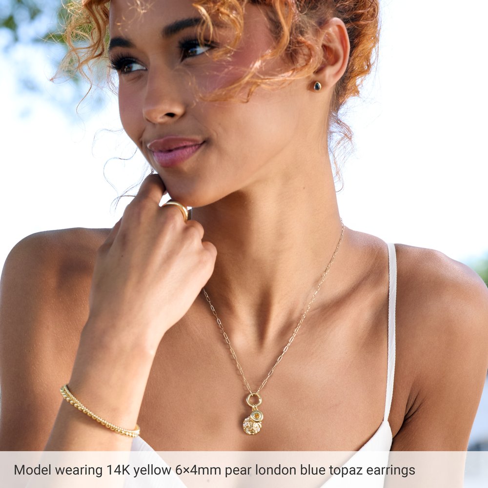 14K Yellow Gold Natural Turquoise Cabochon Earrings