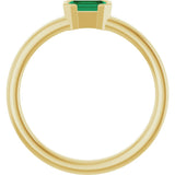 14K Yellow Gold Lab-Grown Emerald Family Stackable Ring