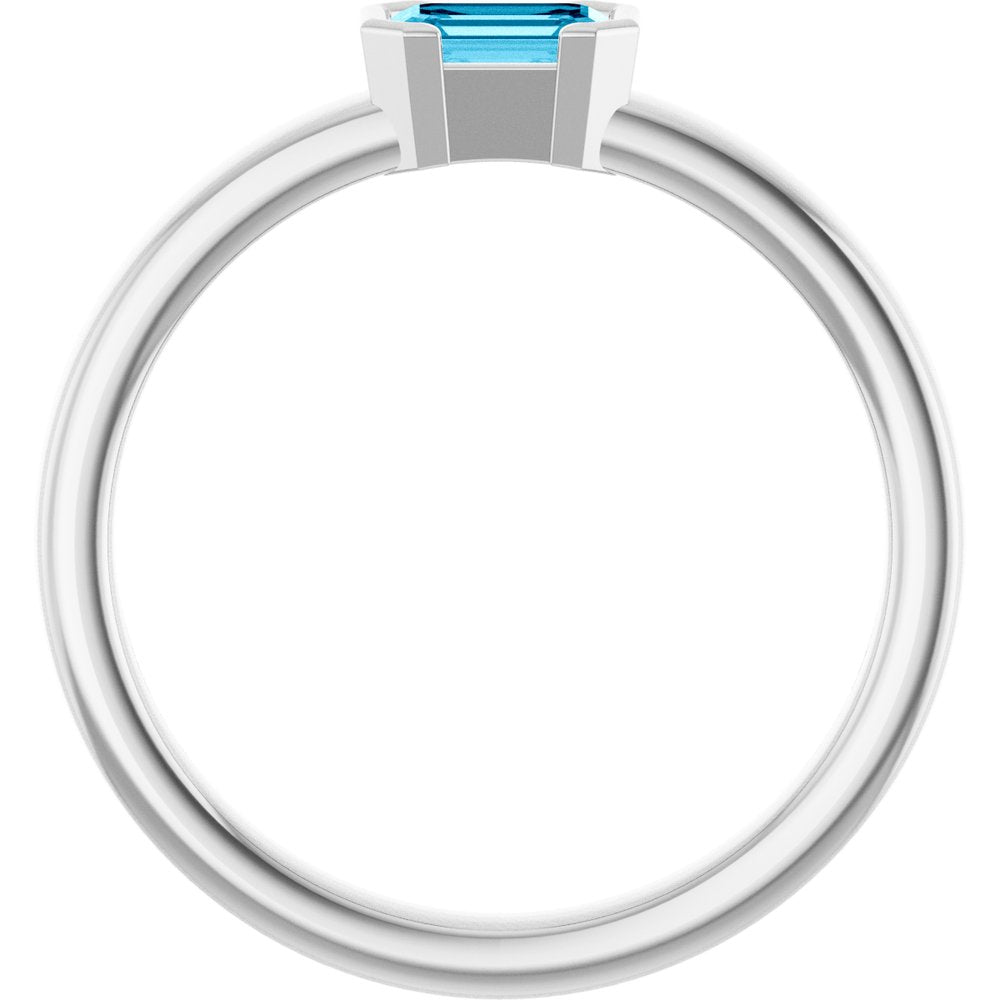 Sterling Silver Natural Aquamarine Family Stackable Ring