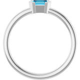 Sterling Silver Natural Aquamarine Family Stackable Ring