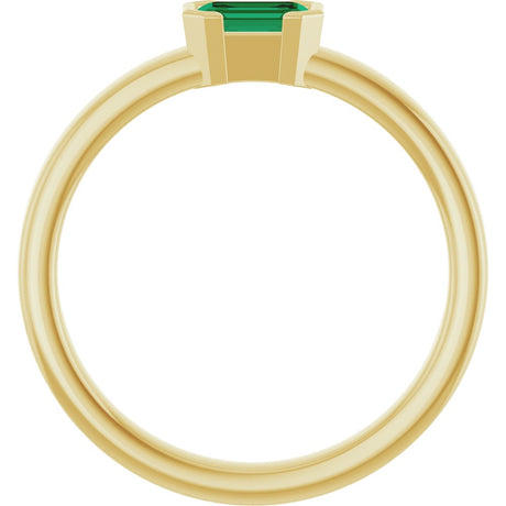14K Yellow Gold Lab-Grown Emerald Family Stackable Ring