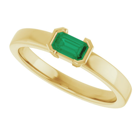 14K Yellow Gold Lab-Grown Emerald Family Stackable Ring